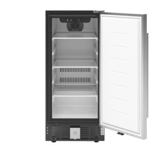 KoolMore 15” Inch 3 Cu. Ft. Built-In Mini Fridge for Food and Beverages with 3 Glass Shelves, Stainless Steel Door, LED Light for Home, Office, Garage, or Dorm Room Use (KM-BIR3C-SS)