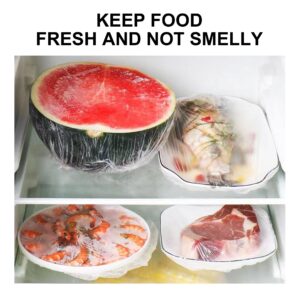 Plastic Bowl Covers Reusable, Food Cover for Outside Pack of 200, Fresh Keeping Bags, Plastic Wrap Stretch with Elastic for Outdoor Picnic, Kitchen