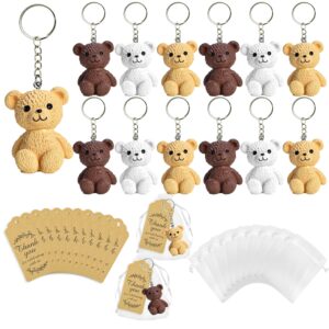 banballon 12 set bear party favor bear keychains with organza bags thank you tags for baby shower bear theme party return favors supplies