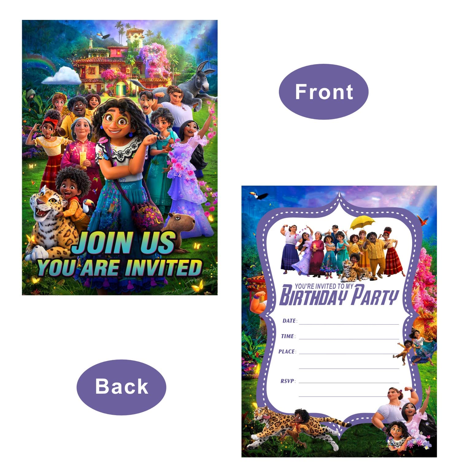 BNFUO 16 Pcs Encanto Party Favor Invitations Cards for Magic Movie Themed Birthday Party Decorations