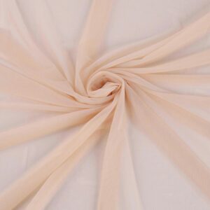 ultrathin 4-way stretch net fabric nylon spandex power mesh lightweight sheer, pre-cut 5 yards long 60" wide, (peachy nude)