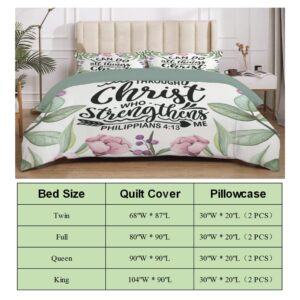 ARTBLANKET Bible Verse I Can Do All Things Bedding Duvet Cover 3 Piece Set King 104 x 90in Ultra Soft and Breathable(1 Comforter Cover + 2 Pillow Shams)