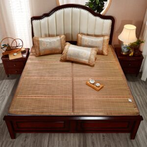 Bamboo Sleeping Mat,Cooling Mat Mattress,Traditional Chinese Summer Sleeping Rattan Pad Cooling Mattress Foldable Breathable Summer Sleeping Mat For Single Double Queen-size Bed-2 sides 1.5x1.95m(4.9x