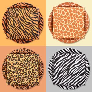 Jungle Zoo Animal Print Party Supplies, Disposable Jungle Safari Animal Print Paper Plates and Napkins for Birthday Party, Baby Shower and Jungle Safari Themed Party, Serve 48