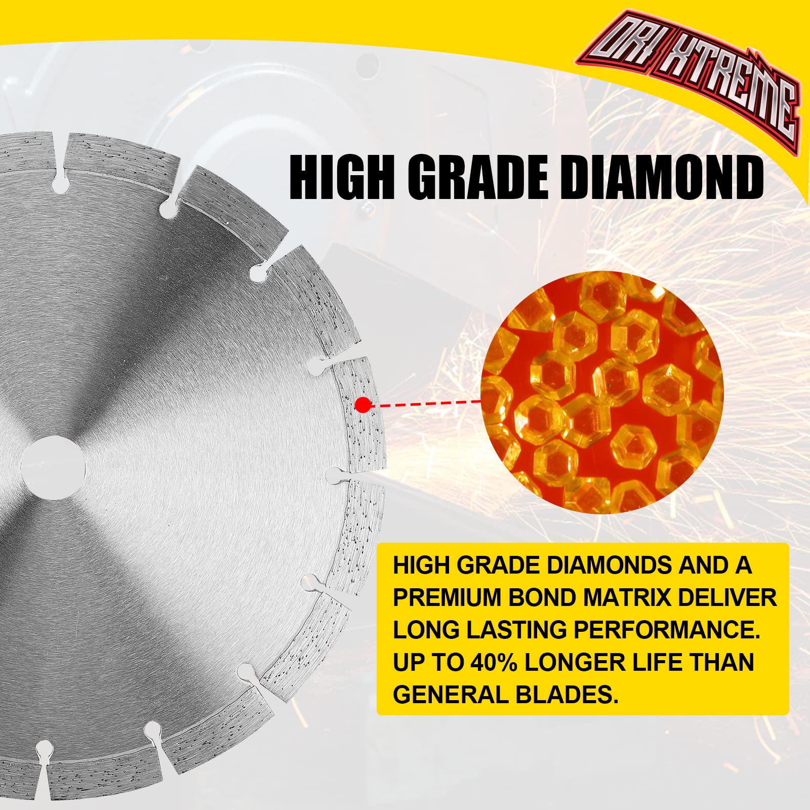 ORIXTREME 10 Inch Diamond Saw Blade, Segmented General Purpose Blade Dry/Wet Cutting Concrete, Masonry, Brick, Block,7/8"-5/8” Arbor