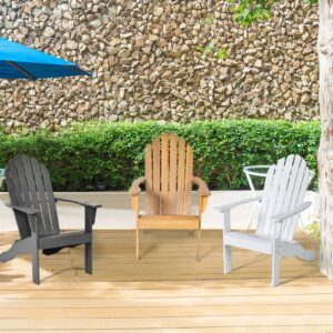 Tangkula Adirondack Chair, Acacia Wood Adirondack Lounger Chair, Outdoor Armchairs with Slatted Seating, Weather Resistant, for Patio Deck Lawn Backyard, Garden Adirondack Furniture (4, Natural)