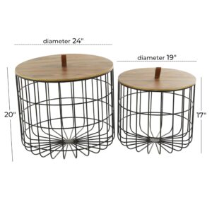 Deco 79 Contemporary Metal Storage Basket, 2 PIECES CONVENIENTLY SIZED, Brown