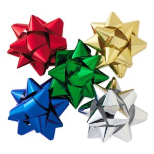 Hallmark 3" Gift Bow Holiday Assortment (75 Bows: Red, Gold, Green, Silver, Blue) for Christmas, Hanukkah, Birthdays, Presents