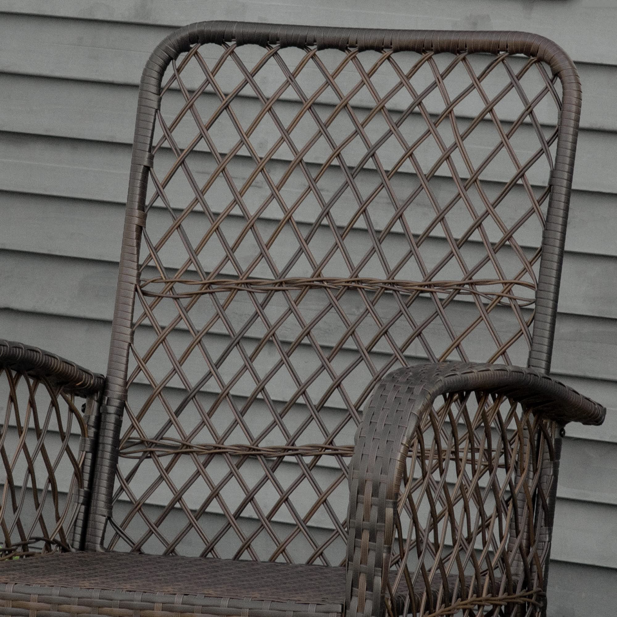 Outsunny Outdoor Wicker Rocking Chair with Wide Seat, Thickened Cushion, Rattan Rocker with Steel Frame for Patio, Garden, Backyard, Cream White