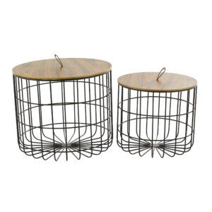 Deco 79 Contemporary Metal Storage Basket, 2 PIECES CONVENIENTLY SIZED, Brown