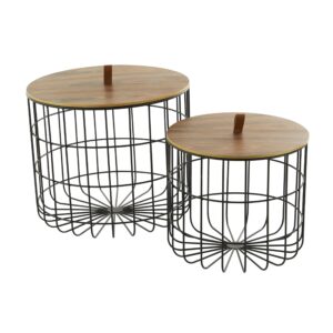 Deco 79 Contemporary Metal Storage Basket, 2 PIECES CONVENIENTLY SIZED, Brown