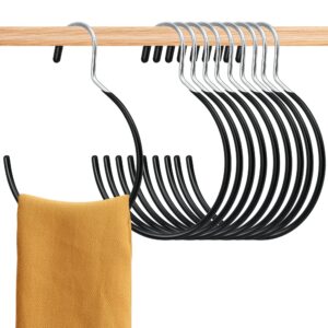 aemygo scarf ring hangers, 15 pcs non-slip belt rack tie hanging hooks closet accessories scarf organizer storage holders for ties scarves belts tank tops pashminas (black)