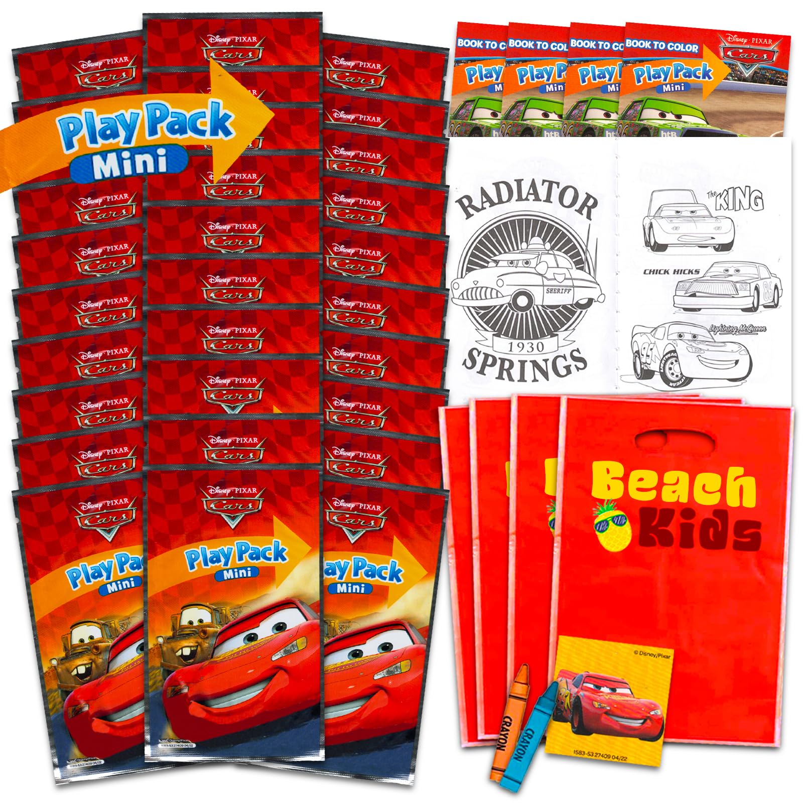 Disney Cars Mini Party Favors Set for Kids - Bundle with 24 Mini Cars Grab n Go Play Packs with Coloring Pages, Stickers and More (Disney Cars Birthday Party Supplies)