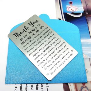 Metal Engraved Card - Thank You Gifts for Women Men - Appreciation Gifts for Friends - Thank You for Being A Blessing Card - Apprecation Gift Ideas