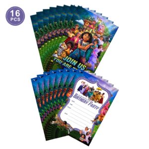 BNFUO 16 Pcs Encanto Party Favor Invitations Cards for Magic Movie Themed Birthday Party Decorations