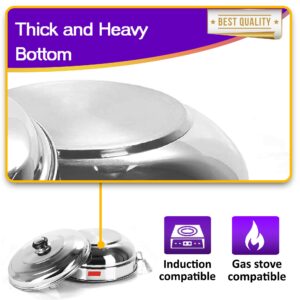 QSEC Triply bottom Idli maker Stainless Steel 4-in-1 Induction base Multi utility Kadai Idli Cooker All-in-One Big Size dhokla Cooker | 6 Plate 2 Idli | 1 mini idli 2 Dhokla 1 Patra Momo Steamer