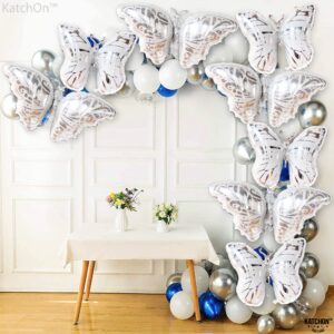 KatchOn, Big Butterfly Balloons, 38 Inch - Pack of 12, Helium Supported | Metallic Butterfly Foil Balloons for Butterfly Party Decorations | Mylar Butterfly Balloons for Baby Shower, Bridal Shower