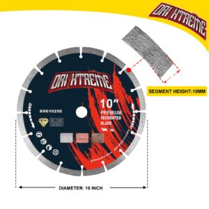 ORIXTREME 10 Inch Diamond Saw Blade, Segmented General Purpose Blade Dry/Wet Cutting Concrete, Masonry, Brick, Block,7/8"-5/8” Arbor