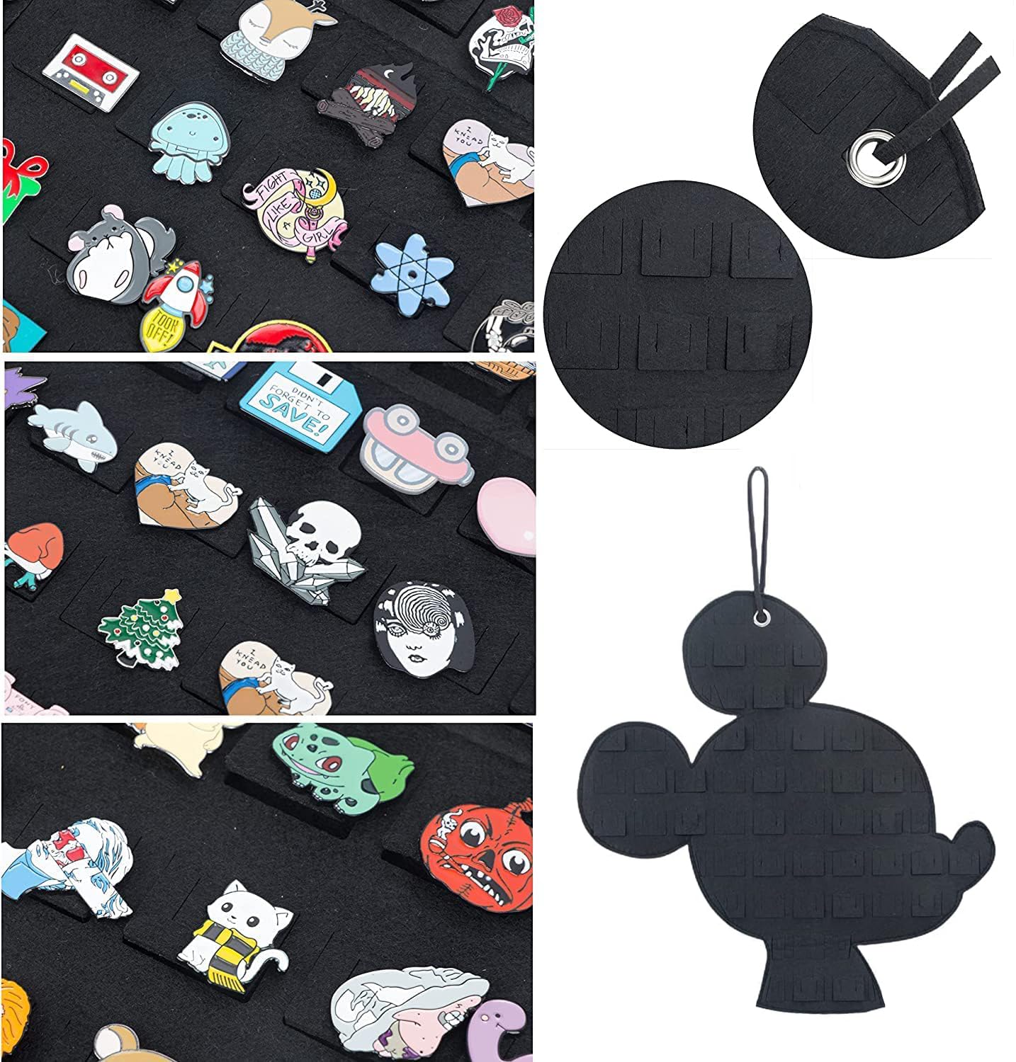 JOYMOMO Hanging Brooch Pin Organizer Enamel Pin Display Cute Cartoon Shape Brooch Pin Display Storage Holder for Brooch Pin(Without Accessories) (black-mouse)