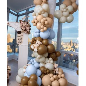 146Pcs Blue and Brown Balloon Garland Kit Double Stuffed Nude Neutral Balloon Arch Kit For Coffee brown baby shower Bridal Wedding Party Birthday Decorations