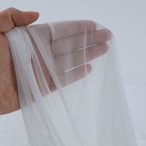 Superfine 4-Way Stretch Net Fabric Nylon Spandex Power Mesh, Pre-Cut 5 Yards Long 60" Wide, Lightweight Sheer (Off White)