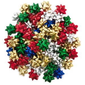 hallmark 3" gift bow holiday assortment (75 bows: red, gold, green, silver, blue) for christmas, hanukkah, birthdays, presents