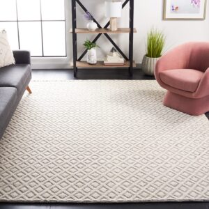 safavieh vermont collection area rug - 8' x 10', ivory & grey, handmade trellis wool, ideal for high traffic areas in living room, bedroom (vrm304f)