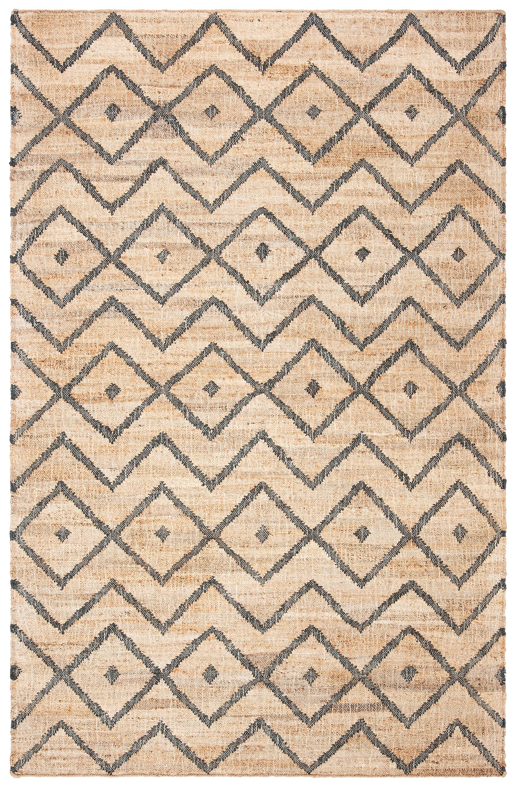 SAFAVIEH Kilim Collection Accent Rug - 2' x 3', Natural & Charcoal, Handmade Moroccan Boho Jute & Cotton, Ideal for High Traffic Areas in Entryway, Living Room, Bedroom (KLM750A)