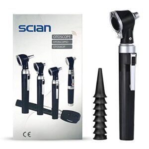 scian otoscope - ear scope with light, ear infection detector, pocket ear checker kit with 3x magnify lens & 8 speculum tips for kids,elders,dogs,home use (purple)