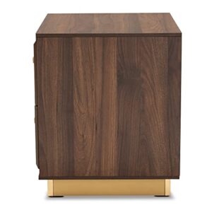 Baxton Studio Cormac Nightstands, Walnut Brown/Gold