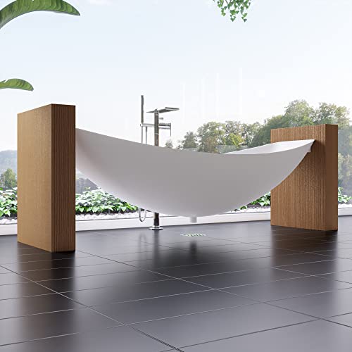 ALFI brand HammockTub1-WM White Matte 79" Acrylic Suspended Wall Mounted Hammock Bathtub