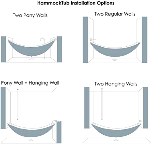 ALFI brand HammockTub1-WM White Matte 79" Acrylic Suspended Wall Mounted Hammock Bathtub