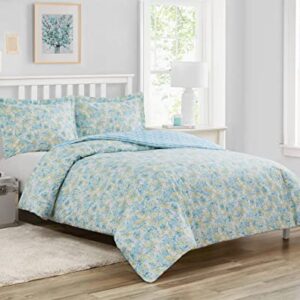 Poppy & Fritz - King Duvet Cover Set, Soft Reversible Bedding with Matching Shams & Zipper Closure, All Season Home Decor (Happy Floral Blue, King)