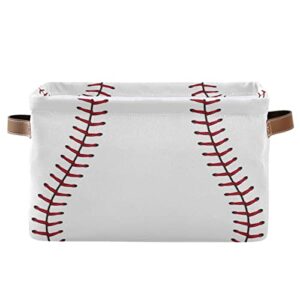 auuxva sports baseball pattern storage bin with handle foldable laundry storage basket rectangle container box for nursery office home closet shelves 1 pack