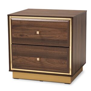 Baxton Studio Cormac Nightstands, Walnut Brown/Gold