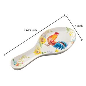 UPware Melamine Spoon Rest Spoon Holder Kitchen Utensil Holders 9.625 Inch for Kitchen Counter Dining Table (Rooster)