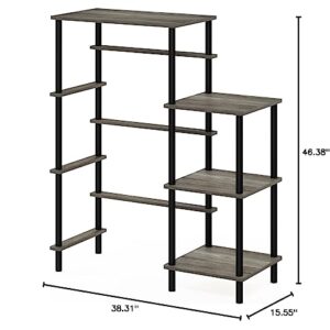 Furinno Turn-N-Tube Toolless Kitchen Storage Shelf Tall, French Oak Grey/Black, Fridge Space