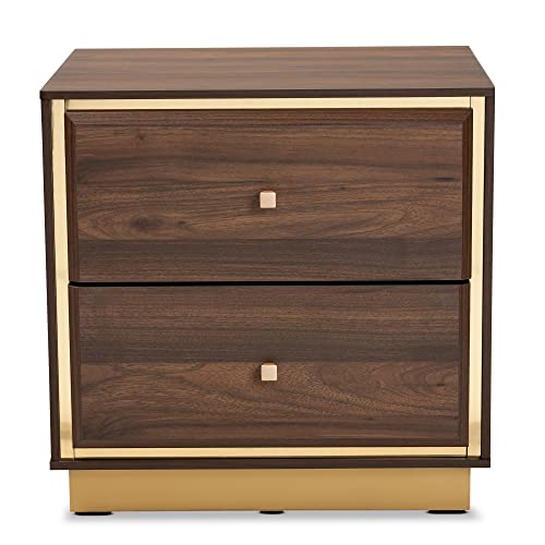 Baxton Studio Cormac Nightstands, Walnut Brown/Gold