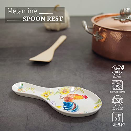 UPware Melamine Spoon Rest Spoon Holder Kitchen Utensil Holders 9.625 Inch for Kitchen Counter Dining Table (Rooster)