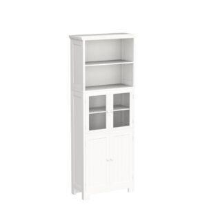 Tiptiper Bathroom Storage Cabinet, Tall Bathroom Cabinet with Adjustable Shelves and Glass Doors, for Bathroom, Kitchen, 11.2" D x 23.6" W x 64" H, White