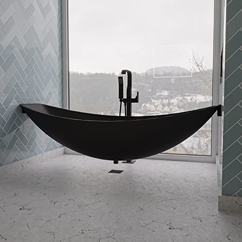 ALFI brand HammockTub1-BM Black Matte 79" Acrylic Suspended Wall Mounted Hammock Bathtub