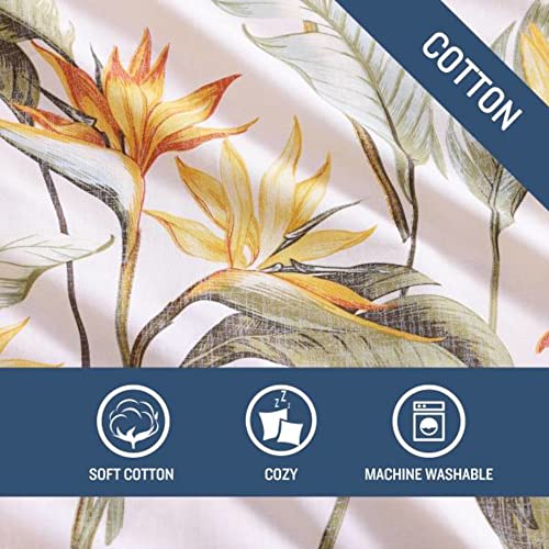 Tommy Bahama - King Duvet Cover Set, Cotton Bedding with Matching Shams & Button Closure, All Season Home Decor (Birds of Paradise Beige, King)