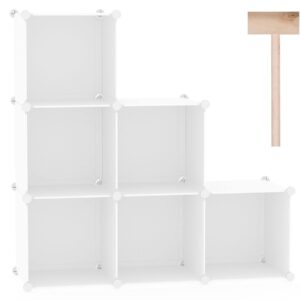 c&ahome cube storage organizer, 6-cube shelves units, closet cabinet, diy plastic modular book shelf, ideal for bedroom, living room, office, 36.6" l x 12.4" w x 36.6" h milky upcs06m