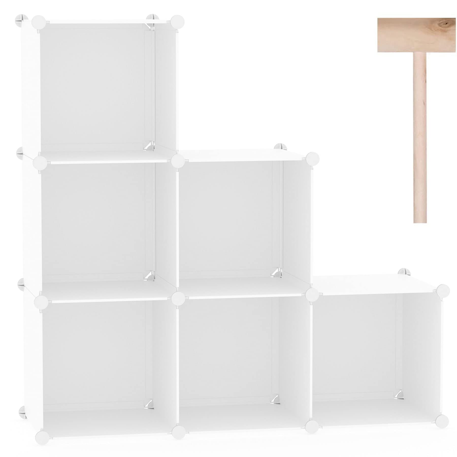 C&AHOME Cube Storage Organizer, 6-Cube Shelves Units, Closet Cabinet, DIY Plastic Modular Book Shelf, Ideal for Bedroom, Living Room, Office, 36.6" L x 12.4" W x 36.6" H Milky UPCS06M