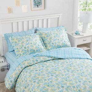 Poppy & Fritz - King Duvet Cover Set, Soft Reversible Bedding with Matching Shams & Zipper Closure, All Season Home Decor (Happy Floral Blue, King)