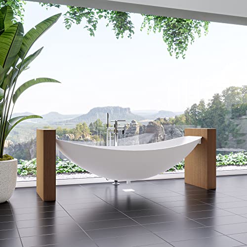 ALFI brand HammockTub1-WM White Matte 79" Acrylic Suspended Wall Mounted Hammock Bathtub