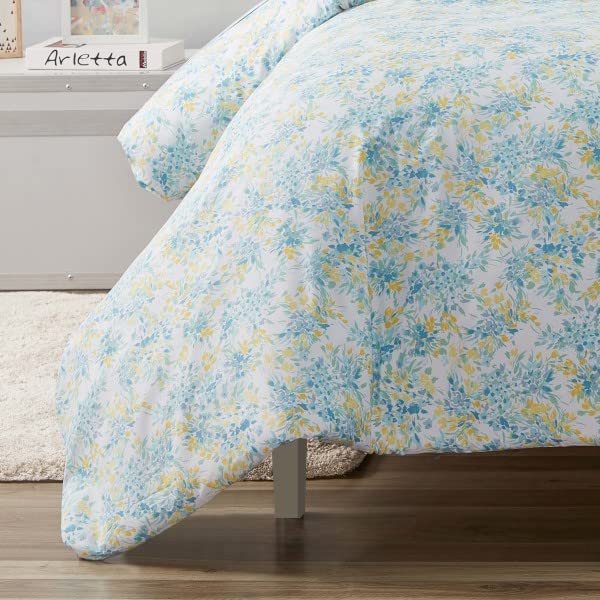 Poppy & Fritz - King Duvet Cover Set, Soft Reversible Bedding with Matching Shams & Zipper Closure, All Season Home Decor (Happy Floral Blue, King)