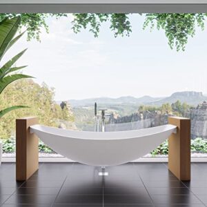 ALFI brand HammockTub1-WM White Matte 79" Acrylic Suspended Wall Mounted Hammock Bathtub