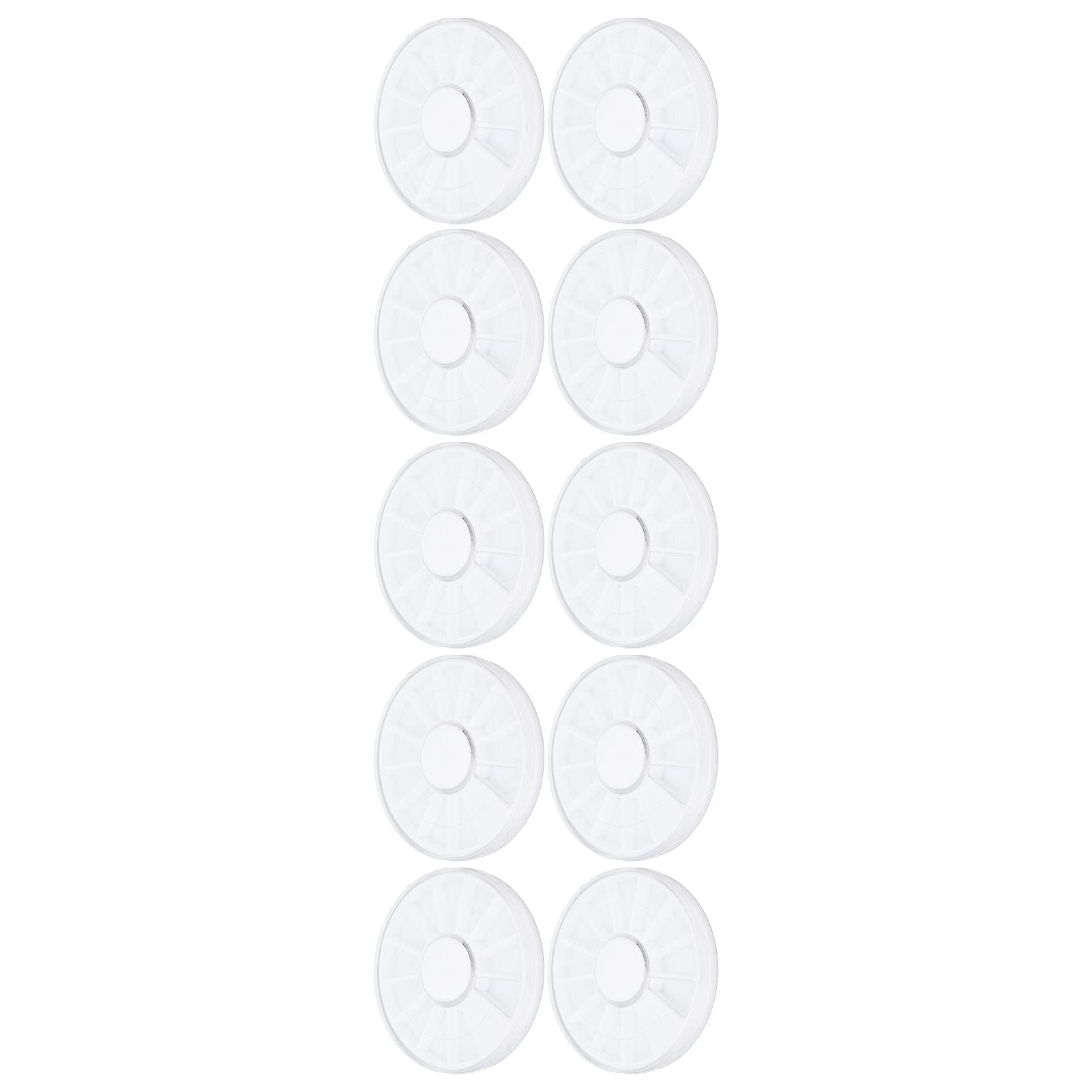 Dioche 10pcs Nail Art Storage Box, 12 Grids Round Dustproof Clear Jewelry Organize Container for Beads Earrings Pills