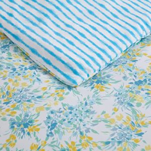 Poppy & Fritz - King Duvet Cover Set, Soft Reversible Bedding with Matching Shams & Zipper Closure, All Season Home Decor (Happy Floral Blue, King)